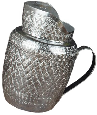 Toyvian Pichet Verseur En Métal 1,2l Poignée Ergonomique, Carafe à Eau En Métal Robuste Pour Maison Et Restaurant, Pot à Lait Et Tasse De Jus, Usage Ménager Et Service Boissons Froides