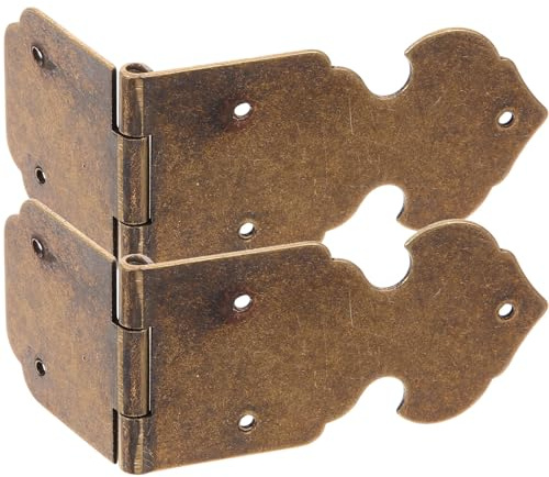 IWOWHERO Cerniere Per Scatola Di Legno in Ottone Anticato, Ferramenta Per Portagioie Cerniera a Battuta Per Ante Di Mobili Vintage, Set Da 2 Pezzi Per Ristrutturazione Mobili D’epoca