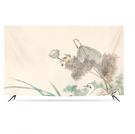 HSTANGKY Copertura Moderna Per Monitor Curvo Da 32 A 80 Pollici Protezione Antipolvere Per TV Con Stampa Vintage Adatta A Schermi LED/LCD Protezione Da Parete E Da Scrivania-Beige||40-43inch