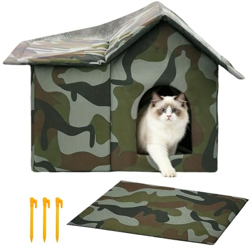 Vattentät kattkoja för utomhus, isolerat hus för husdjur med | vikbart varmt skyddsskydd för unga, för trädgård, balkong, lägenhet, resor, terrass, camping, backpacking