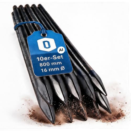 Dönges Schnureisen 10 Stk. Ø16x800 mm, Schnurpfahl aus Stahl | Robust, langlebig