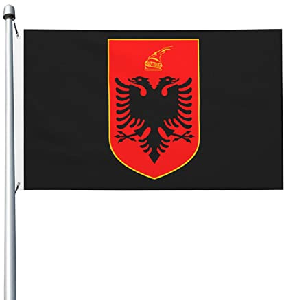 Bandiera Di Benvenuto Coat Of Arms Of Albania Robuste Bandiera Verticale Resistente Alle Intemperie Decorazioni Da Esterno Per Vacanza Domestiche Balcone 3X5 Ft