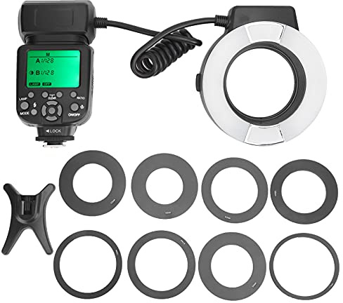 RASTKY Flash Anulare Macro TTL per, Rapporto Flash Regolabile, Ampio Display LCD, Adatto per, D7000, Colore, Peso 28,9 Once