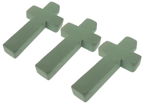 Zerodeko Bloques de Espuma Floral Verde Absorbente de Agua 3 Piezas para Arreglos Diy, Base de Espuma Forma de Cruz para Decoración Funeraria Eclesiástica y Centros de Mesa Conmemorativos