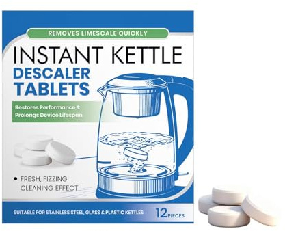 Instant Kettle Descaler Tablets, 12 pcs Remove Tea Stains Grade Decontamination Food Machine Drinking, Safe & Easy Appliance Cleaner, Boost Efficiency (1)