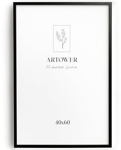 Artower® Bilderrahmen für 40 x 60 cm Schwarz Holz Dünner Rahmen | Posterrahmen Groß Collage | Picture Frame Black Wood 40x60cm | Holzrahmen Holz-Bilderrahmen | Holzbilderrahmen Poster Echtholz