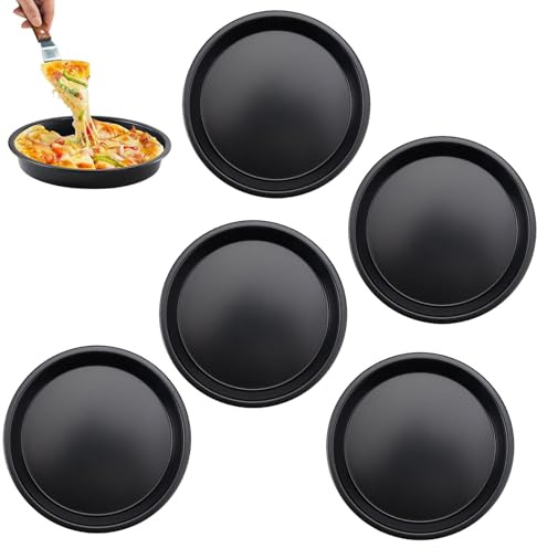 MFCGHXR Mini-Pizzablech Set, 8 Stück, Durchmesser 16 cm, Antihaftbeschichtung, Hochwertiger Kohlenstoffstahl, Ideal für Pizza, Kuchen, Quiche und mehr, Langlebig und Rostfrei