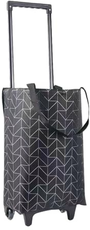 PERSELOSO Carrello Spesa Pieghevole Borsa Oxford Nero, Ruote Rinforzate per Scale, Trolley Leggero per Viaggi e Attività All'aperto