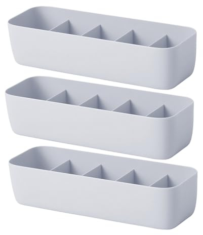 LALADEFIEE Scatola Organizer 5 Scomparti, 3 Pezzi, Pp Impilabile | Mutande e Cravatte, Uso in Cassetto o Cassettiera, Leggero, Classificato, Facile da Spostare