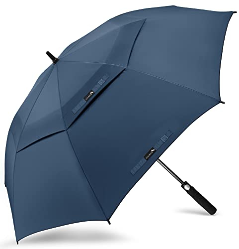 ZOMAKE Golf Umbrella Windproof and Rainproof 62in, Large Umbrella Windproof Strong, Big Golfing Brolly Unbreakable Double Canopy for Men Women (Navy Blue)