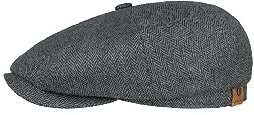 Stetson Hatteras Schirmmütze Ballonmütze Flatcap Fischgratmuster UV 40+ Damen Herren Sommer Winter schwarz-grau 59 cm