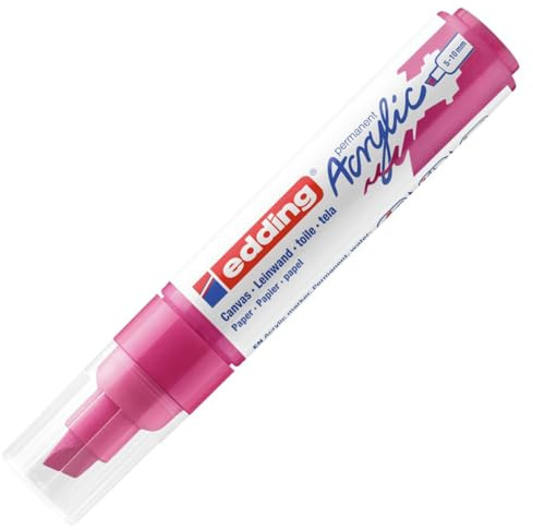 edding 5000 Acrylmarker breit - pink - 1 Acrylstift wasserfest - breite Keilspitze 5-10 mm - Acryl Farben zum Malen auf Leinwand, Malpapier und Holz - Acrylstifte für Steine
