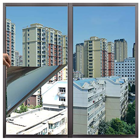 bandezid Sonnenschutzfolie Fenster innen Spiegelfolie Fensterfolie selbsthaftend Blickdicht Fensterfolie Sonnenschutz hitzeschutz-Sea Stone Blue 1.2x3m