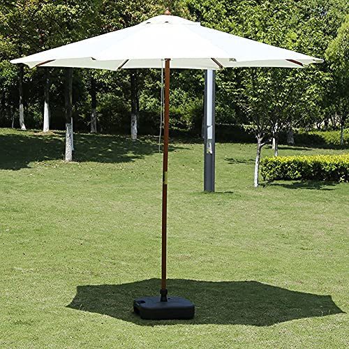 ACXZ Sombrilla de Playa de Madera Blanca de 2,1 m para Exterior, Redonda, Impermeable/UV 50+, Parasol de Mesa de Mercado con manivela (sin Base)