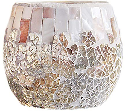 ANCLLO Glass Candle Holder, Mosaic Tealight Holder for Home Decor, Table, Party Decorations, Handmade Gift, Vase for Potted Plants Bowl