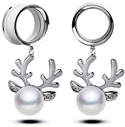 XINHE 2pcs Anhänger Edelstahl Ohrstöpsel Tunnel Expander Flesh Stretched Piercing Körperschmuck,6mm(2g)
