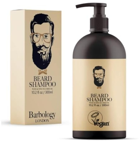 Barbology LONDON 2-in-1 Beard and Face Shampoo for Men with Jojoba Oil, Argan Oil, and Avocado Oil, Conditions Dry, Itchy and Coarse Facial Hair, 10oz Pump