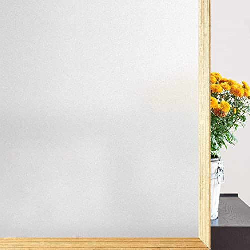 Haton Fensterfolie Blickdicht Sichtschutzfolie Fenster Selbsthaftend, Milchglasfolie Selbstklebend Sichtschutz ohne Kleber Statisch Haftend Blickschutz Klebefolie Für Bad Büro 44.5 x 300 cm