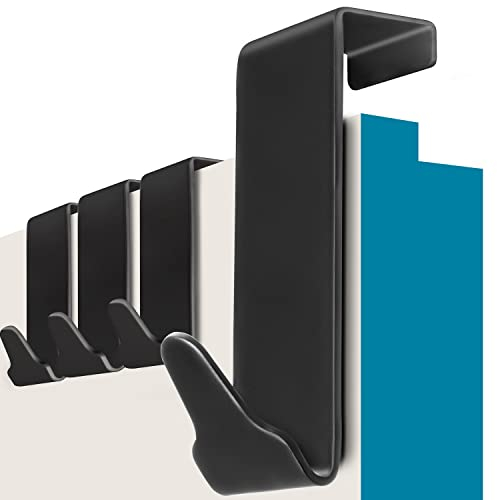 Menz Premium Türhaken zum Einhängen, 6er Set - Einzeln verwendbare Kleiderhaken Tür aus Edelstahl, hochwertige Türgarderobe - Schwarze Haken zum Einhängen, Türhakenleiste mit hoher Tragkraft