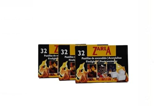 Droquimur Pack de 3 Cajas de Pastilla Enciende Fuego Paquete de 32 Unidades,96 Pastillas en Total,Encendido de Forma rápida y Limpia