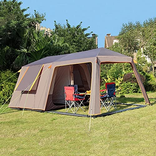 Campingzelt 6-8-10-12 Personen Zelte mit Top, Campingzelte & Unterstände, Tunnelzelte Familienzelt, großes Netz zur Belüftung, Doppelschicht und geteilter Vorhang (Color : Brown) (Brown)