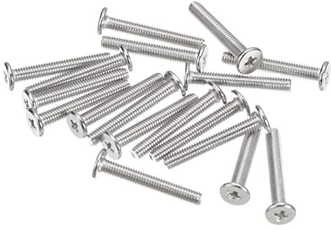 sourcing map M3-0.5 X 20 mm 20pcs Plat Rond Diriger Vis 304 Inoxydable Acier Phillips Conduire Machine Vis Matériel Attache pour Meubles Connexion