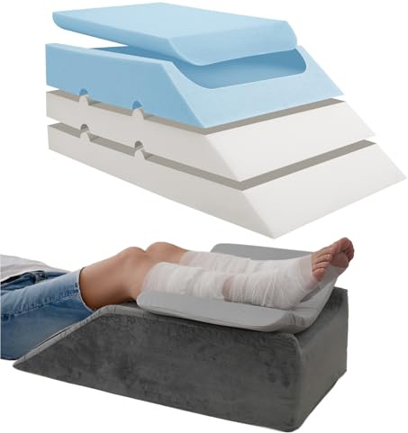 LOFE Leg Elevation Pillows for After Surgery - Adjustable Knee Replacement Pillow 6 Heights, Cooling Leg Wedges for Elevation for Swelling, Double Leg Pillow for Knee Surgery Recovery