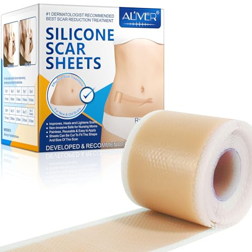 Fogli di silicone per cicatrici (1,8x157-4 M), nastro per cicatrici in silicone di grado medico per tutte le incisioni chirurgiche, sezione C, ustioni