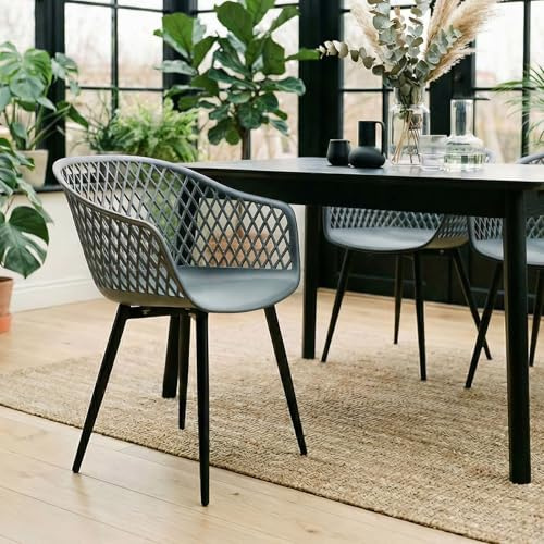 IDIMEX Gartenstühle Madeira im 4er Set, Anthrazit - Schalenstühle im Retro Design, für Indoor & Outdoor geeignet, Sitzschale aus UV-beständigem Polypropylen, Esszimmerstühle mit Armlehne modern
