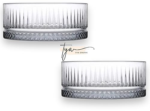 TYA I 2-teiliges Groß Schalen-Set Kristall Dessertschalen PREMIUM Glas 515cc BLEI FREI Eisbecher Glas Glasschalen Deko Schale Set Dessertbecher Eis und Dessertbecher für Obst Vorspeise Pudding Schalen