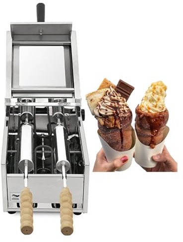 HMWOKPOT Chimney Cake Oven with 2 Baking Rollers, 1500W Commercial Electric Toaster Machine Chimney Bread Roll Grill Maker for Restaurant Home Kitchen,220V