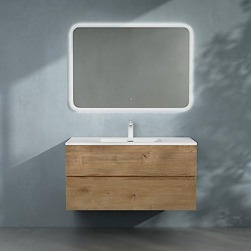 doporro Badmöbel-Set Waschbecken-Unterschrank mit LED-Spiegel Badezimmer