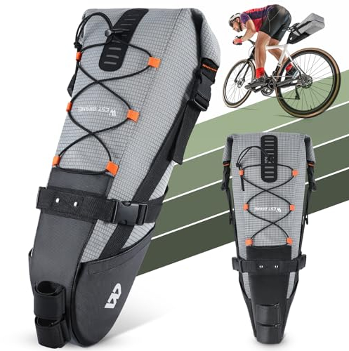 XIQI Fahrrad Satteltasche - 10L Wasserdicht Fahrradtasche Fahrradsitz Tasche - Bikepacking Satteltasche für MTB Rennrad Faltrad Mountainbike