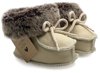Babyschuhe aus Lammfell Junge & Mädchen warme Kinder Hausschuhe Geschenk zur Geburt Taufe Babyparty Krabbelschuhe Lammfellschuhe Baby