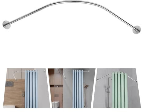 Duschstange Ecke Badewanne(90-130)×(90-130) cm, 201 Edelstahl Teleskopstange, Duschvorhangstangenhalter in L-Form für Badezimmer, Badewanne, Eck-Duschvorhangstange ohne bohren (Sliber)