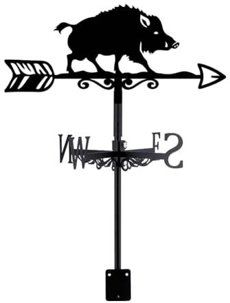 SUPERDANT Grifo con diseño de jabalí, veleta de cerdo, veleta de animales, veletas negras, decoración de jardín, techo, vana, para patio, exterior, granero, decoración de terraza