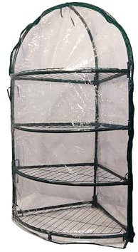 SERRA ANGOLARE 4 RIPIANI 60X60X150 CM CON TELO PVC TRASPARENTE E STRUTTURA IN METALLO VERNICIATA VERDE