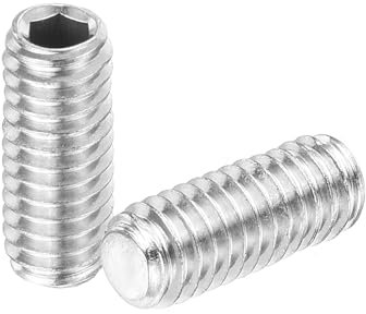 sourcing map 30Pcs Hex Socket Grub Screw, M4x10mm 304 Stainless Steel Head Socket Set Screws Flat Point Grub Bolt for Door Handles, Light Fixture Repair, Silver