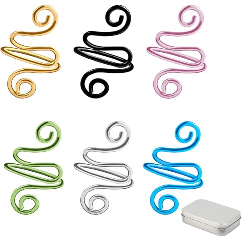 SSKHE Justerbara stickringar, justerbara virkade ringar för fingrar, öppen flätad ring i metall, virkade ringar för fingrar med synålar, garnguide fingerhållare ögla ring sticktillbehör, Legerat stål,