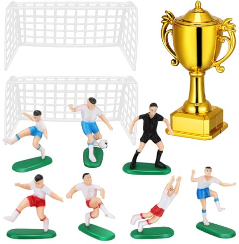 ibasenice Miniature Modèle De Trophée Football avec 7 Joueurs Et 2 Filets Décoration De Maison De Poupée Et Fête Accessoire De Gâteau Thème Sport 3.54X2.44X1.38In