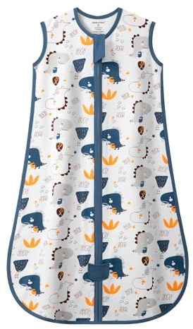 MIKAFEN Baby Schlafsack Sommer 1.0Tog,100% Baumwolle Kinder Sommerschlafsack für Jungen und Mädchen, Blauer Dinosaurier,0-6 Monate
