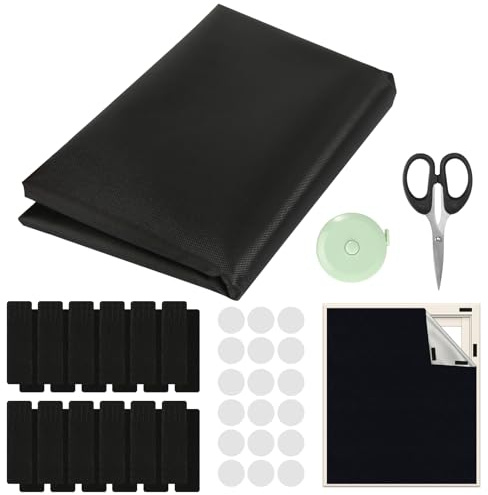 Blackout Blind 145 x 100cm Portable Blackout Blinds Stick On Temporary Blackout Fabric Black Out Blinds No Drill Black Blinds for Travel Bedroom Skylight Nursery Loft