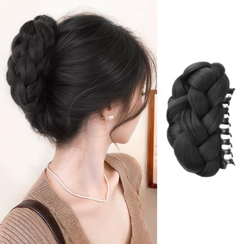 XFSRG Coda Finta Capelli Chignon Capelli Finti Chignon Facile Posticci Copricapo Ciambella Intrecciata Capelli Accessori Scrunchies（Nero）