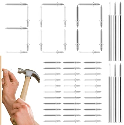 Mynoozi Lot de 300 clous de plinthe à double tête avec 6 outils de manchon spécifique aux clous, fil à double tête sans trace, clou sans couture pour bois, clou à double tête pour plinthe, décoration