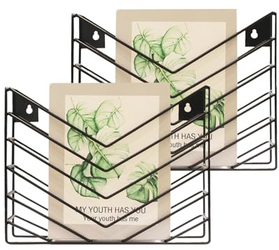 CROISSANT Black Metal Magazine Basket (Black, 2 Pack)