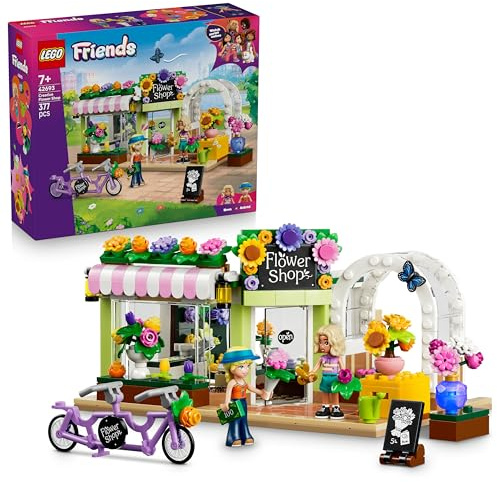 LEGO Friends Kreativer Blumenladen - Miniatur Spielset mit Kunstblumen, Vasen & Blumensträußen, 2 Minifiguren, Fahrrad & Zubehör - Kinderzimmer Deko - Geschenkidee für Mädchen ab 7 Jahren - 42693