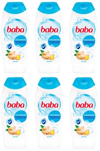 BABA Cream Shower Gel Antibacterial - Ginger Scent Hungarian - 6 x 400 ml - (Pack de 6) BABA Gel de Ducha Antibacteriano - Fragancia de Jengibre Original Húngaro 6 x 400 ml