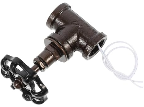 HOMSFOU Interruptor de Luz Retro Steampunk con Válvula de Hierro y Cable Eléctrico, Estilo Vintage para Lámparas de Tubería, Compatible con Instalación Doméstica, 1/2 Pulgada, Unidad