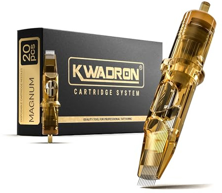 Kwadron - Tattoo Nadeln Set Cartridges 20 Stück #12 0.35mm Magnum - Long Taper, 35/5MGLT - Tattoo Zubehör, Supplies Cartridge Machine Pens - Viele Versionen, spezielles Kunststoffgehäuse