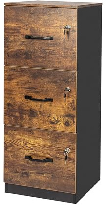 Relaxdays Aktenschrank Hängeregister, 3 abschließbare Schubladen, HBT: 103x40x40 cm, Hängeregisterschrank, schwarz/braun
